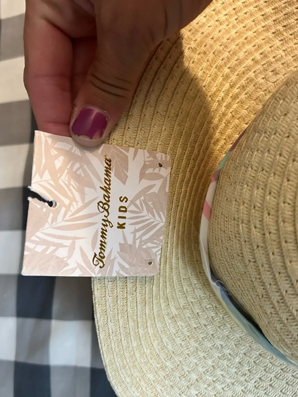 Tommy Bahama Kids Straw Sun Hat in Beige with Pastel Accent